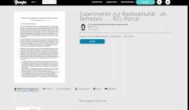 
							         Experimente zur Radioaktivität - als Remotely ... - RCL-Portal - Yumpu								  
							    