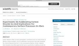 
							         Experiments On Sublimating Carbon Dioxide Ice And Implications ...								  
							    