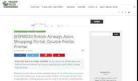 
							         (EXPIRED) British Airways Avios Shopping Portal: Double Points Promo								  
							    