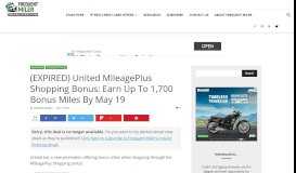 
							         (EXPIRED) United MileagePlus Shopping Bonus: Earn Up To 1,700 ...								  
							    
