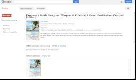 
							         Explorer's Guide San Juan, Vieques & Culebra: A Great Destination ... - Google Books Result								  
							    