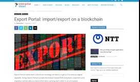 
							         Export Portal: import/export on a blockchain - - Enterprise Times								  
							    