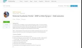 
							         External Customer Portal – BSP vs Web Dynpro – Odd outcome | SAP ...								  
							    