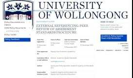 
							         External Referencing: Peer Review of Assessment Standards ... - UOW								  
							    