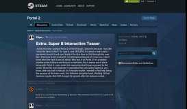 
							         Extra: Super 8 Interactive Teaser :: Portal 2 General Discussions								  
							    