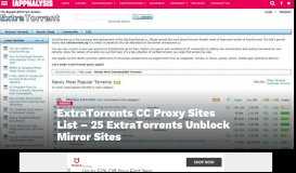 
							         ExtraTorrents CC Proxy Sites List - 25 ExtraTorrent Unblocked Mirror ...								  
							    