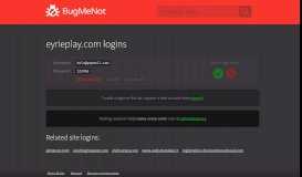 
							         eyrieplay.com passwords - BugMeNot								  
							    