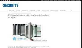 
							         EZI Security Systems adds High Security Portals to its range - Security ...								  
							    