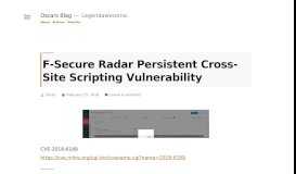 
							         F-Secure Radar Persistent Cross-Site Scripting Vulnerability – Oscars ...								  
							    