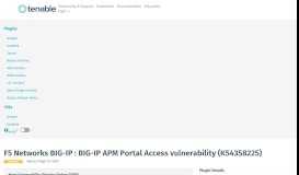 
							         F5 Networks BIG-IP : BIG-IP APM Portal Access vulnerability - Tenable								  
							    