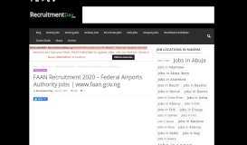 
							         FAAN Recruitment 2019/2020 - Federal Airports Authority Jobs on ...								  
							    