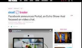 
							         Facebook announces Portal, an Echo Show rival focused on video chat								  
							    