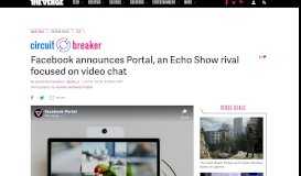 
							         Facebook announces Portal, an Echo Show rival focused on video ...								  
							    