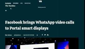 
							         Facebook brings WhatsApp video calls to Portal smart displays ...								  
							    