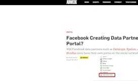 
							         Facebook Creating Data Partner Portal? – Adweek								  
							    