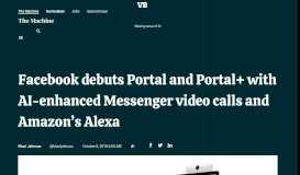 
							         Facebook debuts Portal and Portal+ with AI-enhanced Messenger ...								  
							    