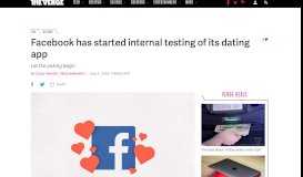 
							         Facebook has started internal testing of its dating app - The Verge								  
							    