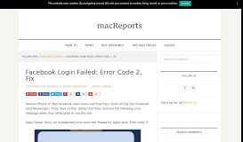 
							         Facebook Login Failed: Error Code 2, Fix - macReports								  
							    