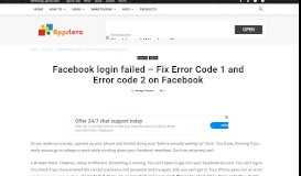 
							         Facebook login failed - Fix Error Code 1 and Error code 2 on ...								  
							    