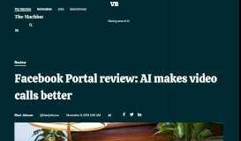 
							         Facebook Portal review: AI makes video calls better | VentureBeat								  
							    