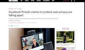 
							         Facebook Portal's claims to protect user privacy are falling apart - The ...								  
							    