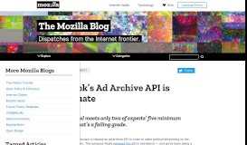 
							         Facebook's Ad Archive API is Inadequate - The Mozilla Blog								  
							    