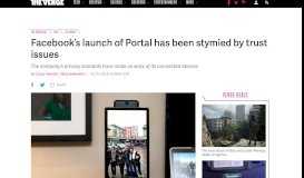 
							         Facebook's launch of Portal has been stymied by trust issues - The ...								  
							    