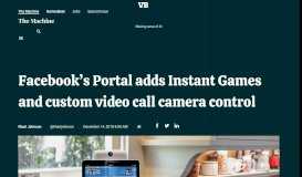 
							         Facebook's Portal adds Instant Games and custom video call camera ...								  
							    