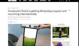 
							         Facebook's Portal is getting WhatsApp support and launching ...								  
							    