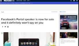 
							         Facebook's Portal speaker is now for sale and it definitely won't spy on ...								  
							    