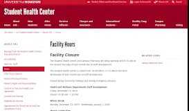
							         Facility Hours - University of Houston								  
							    