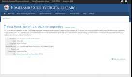 
							         Fact Sheet: Benefits of ACE for Importers - Homeland Security Digital ...								  
							    
