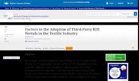 
							         Factors in the Adoption of Third-Party B2B Portals in the Textile Industry								  
							    