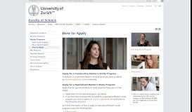 
							         Faculty of Science - How to Apply - UZH								  
							    