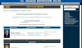 
							         Faculty & Staff Directory :: Student ... - Arkansas Northeastern College								  
							    