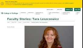 
							         Faculty Stories: Tara Leszczewicz - College of DuPage								  
							    