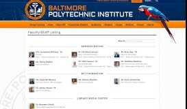 
							         Faculty/Staff Listing - Baltimore Polytechnic Institute								  
							    