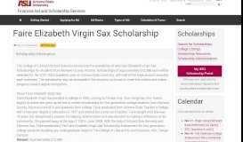 
							         Faire Elizabeth Virgin Sax Scholarship | ASU Scholarships								  
							    