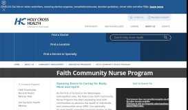 
							         Faith Community Nurse Program | Maryland | Holy Cross Health								  
							    