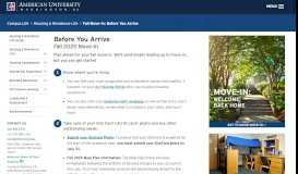 
							         Fall Move-In: Before You Arrive | Housing ... - American University								  
							    