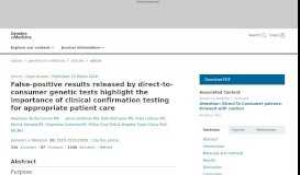 
							         False-positive results released by direct-to-consumer genetic tests ...								  
							    