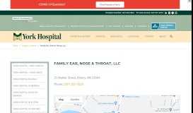 
							         Family Ear, Nose & Throat, LLC | York Hospital								  
							    
