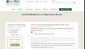 
							         Family Medicine at Highlands Ranch - New West Physicians : New ...								  
							    