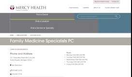 
							         Family Medicine Specialists PC - Mercy Health								  
							    