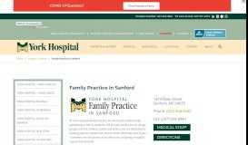 
							         Family Practice in Sanford | York Hospital								  
							    