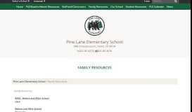 
							         Family Resources - Pine Lane Elementary School								  
							    