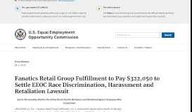 
							         Fanatics Retail Group Fulfillment to Pay $322,050 to Settle EEOC ...								  
							    