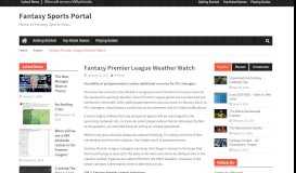 
							         Fantasy Premier League Weather Watch | Fantasy Football Portal								  
							    
