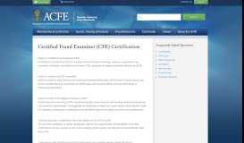 
							         FAQ Certification - Association of Certified Fraud Examiners								  
							    