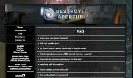 
							         FAQ - Destroyed Aperture								  
							    